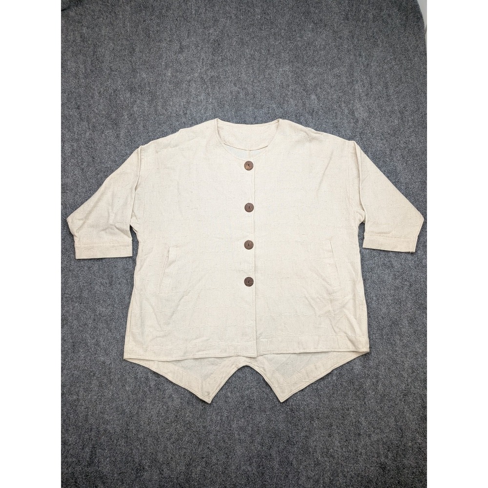 Ladri's‎ Jacket Womens 2x Linen Button Front Asymmetrical Bali Boho Festival